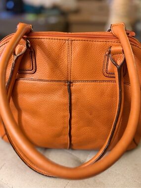 Tignanello Orange Leather Satchel